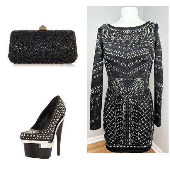 BLACK STUDDED DRESS - Picture 2 of 4